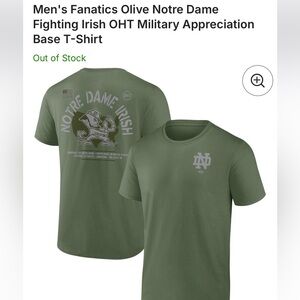 NWT- Fanatics Olive Notre Dame Fighting Irish Military Appreciation Tee, Large